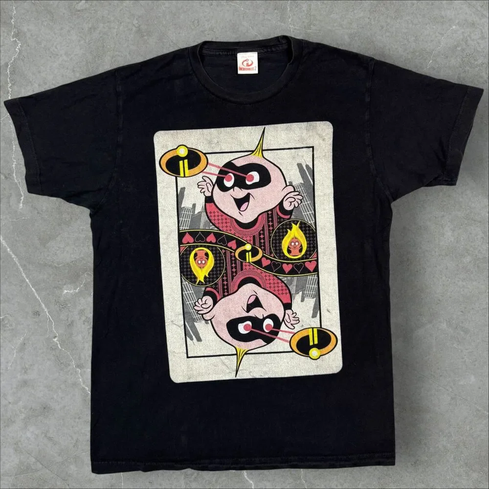 Incredibles 2 Jack Jack Playing Card Laser Eyes Hearts & Fire Shirt - Med/Large